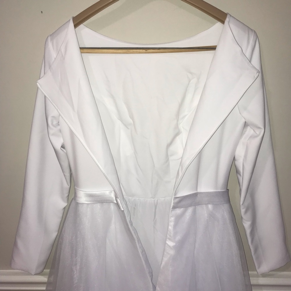 White longsleeve wedding dress a line - Picture 7 of 8